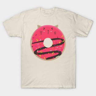 Pink Blushing Kawaii Cat Donut T-Shirt